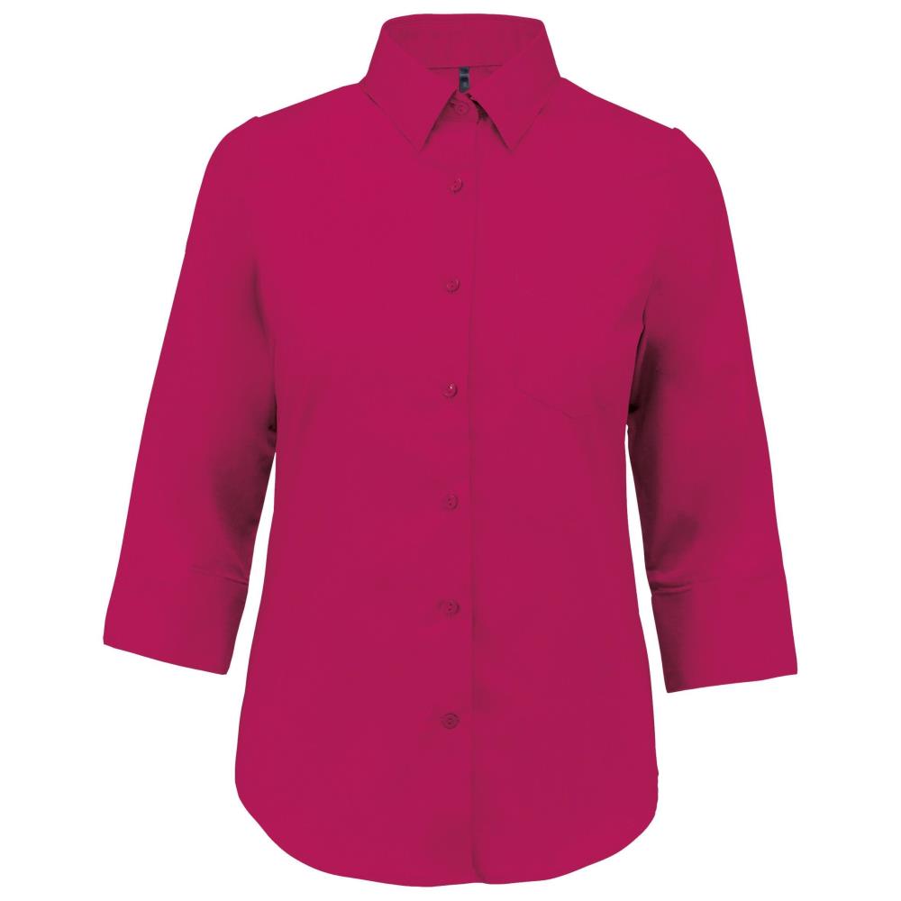 Women's easy-care polycotton poplin 3/4-sleeve shirt