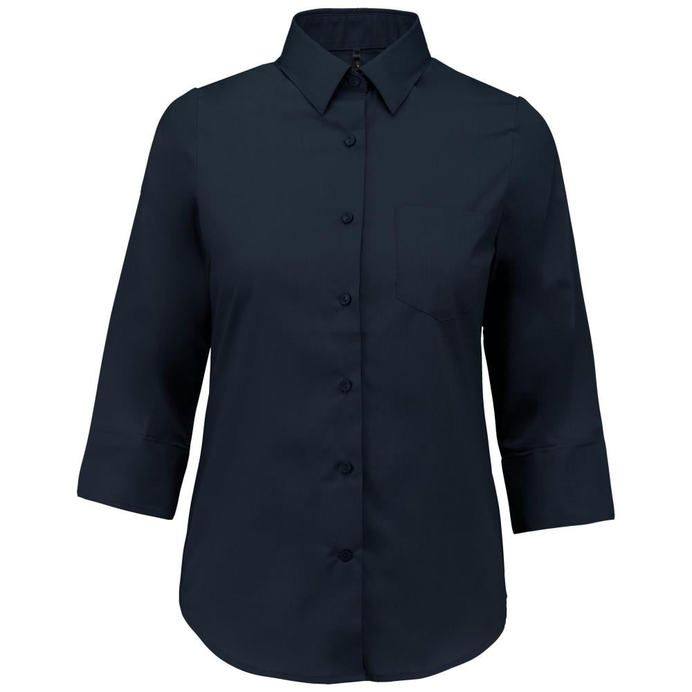 Women's easy-care polycotton poplin 3/4-sleeve shirt