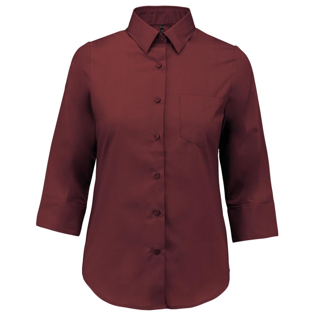 Women's easy-care polycotton poplin 3/4-sleeve shirt