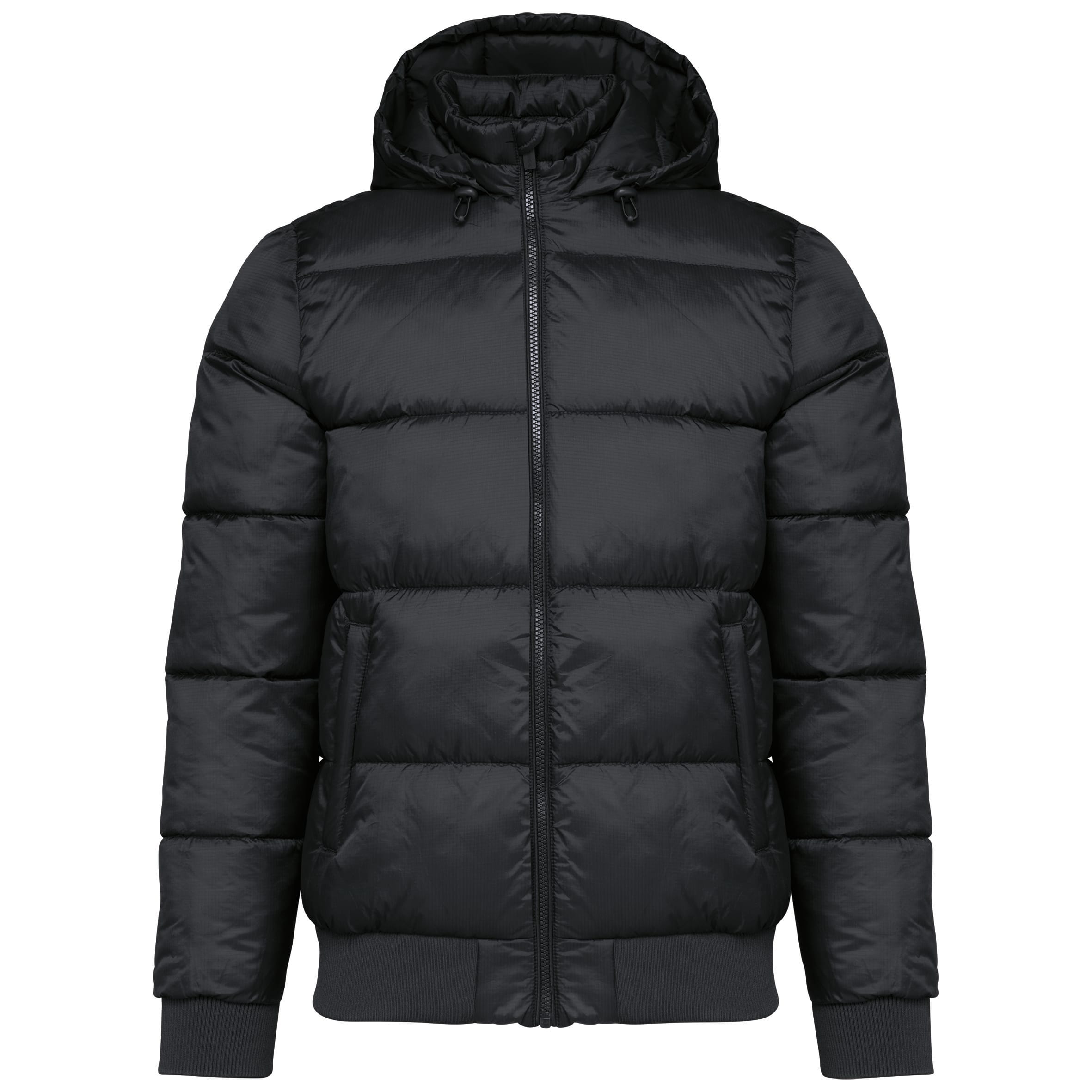 Unisex hooded down jacket in recycled ripstop