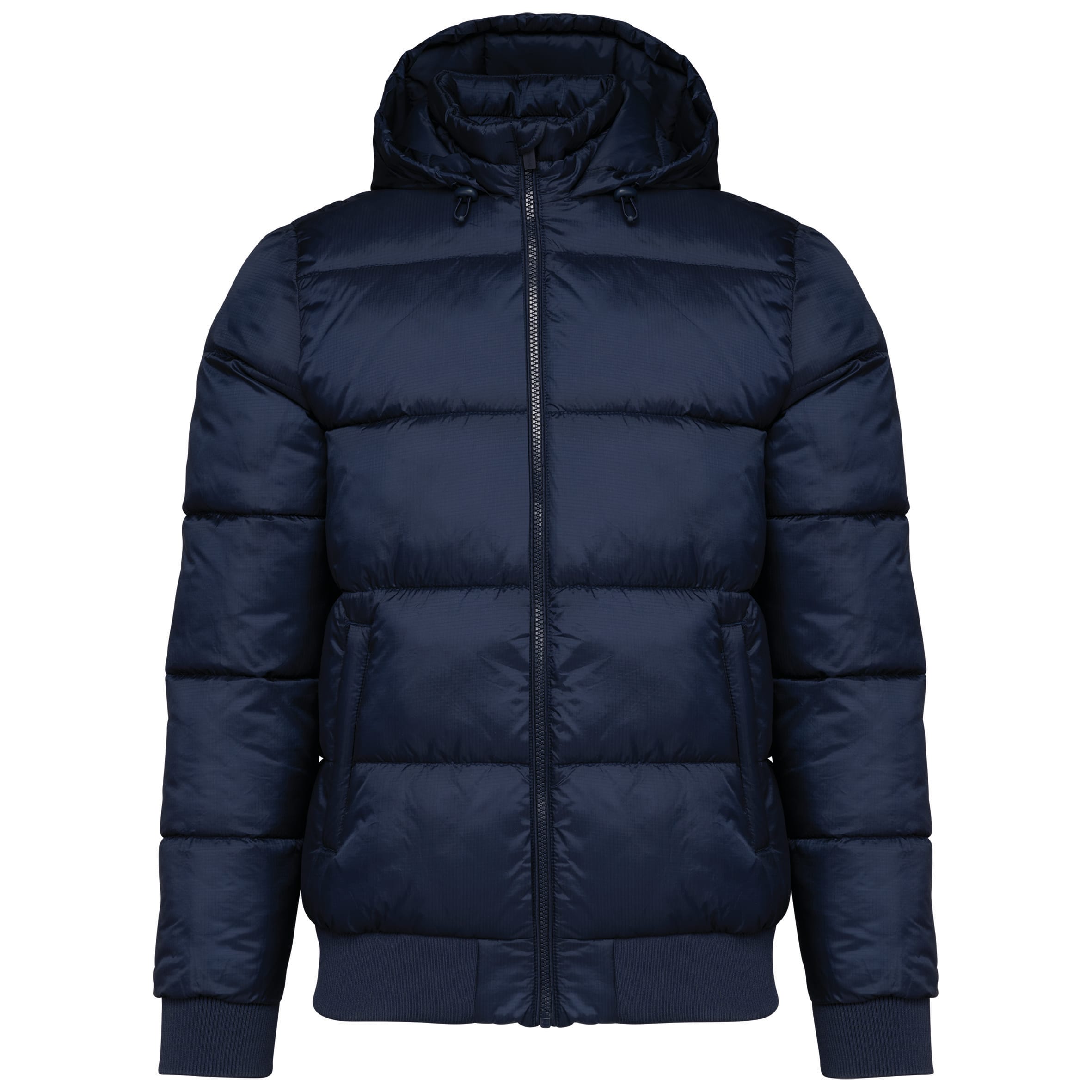 Unisex hooded down jacket in recycled ripstop