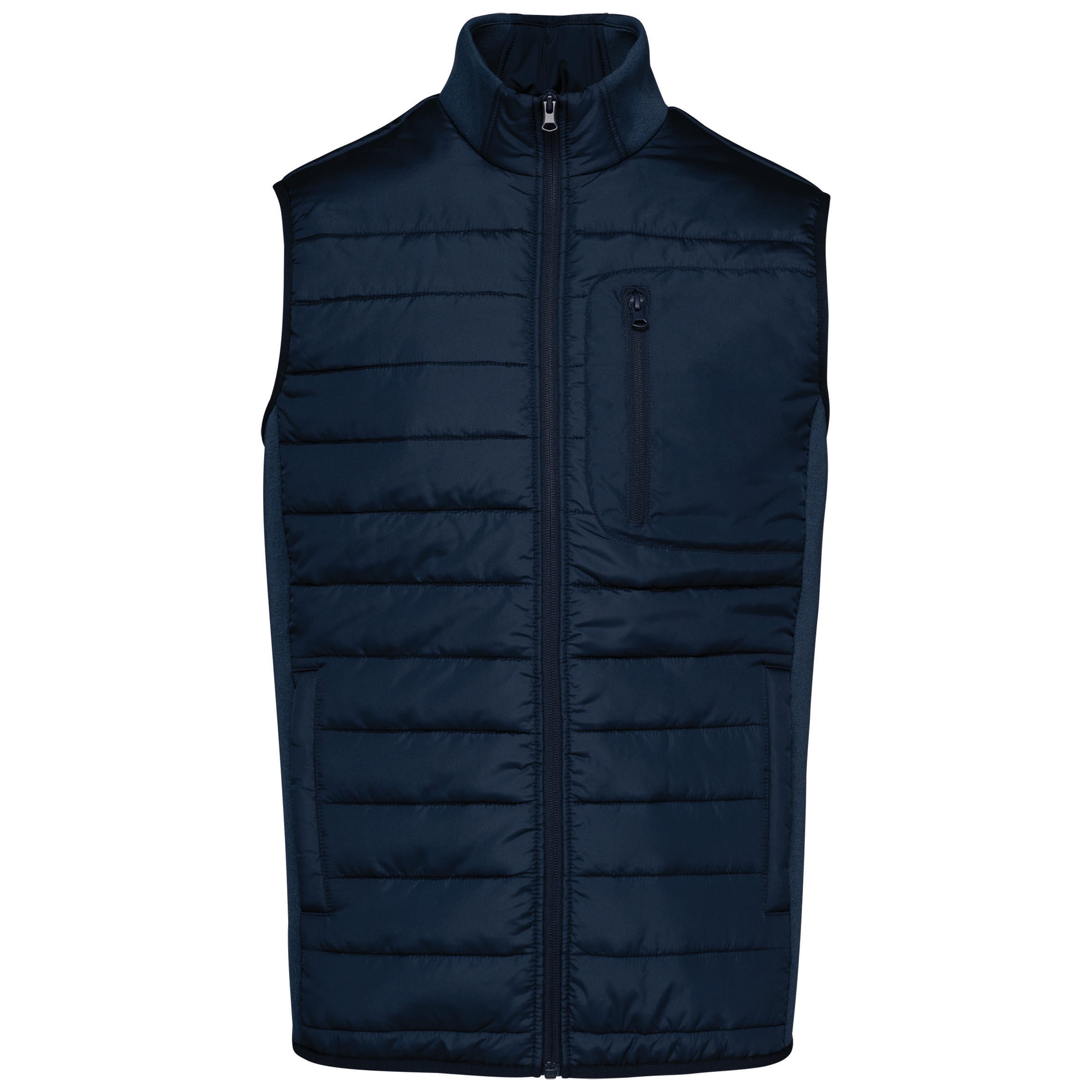 Men's bodywarmer in two fabrics