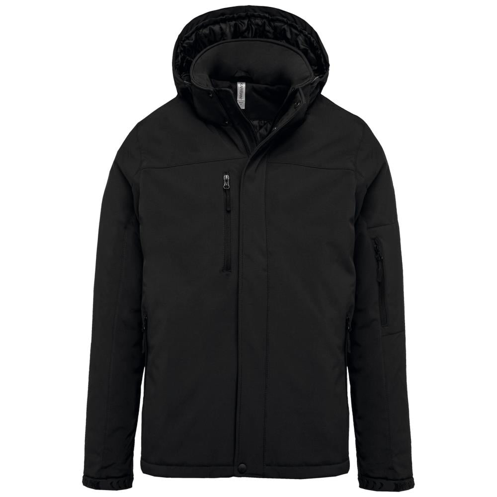 Men's padded softshell parka with hood