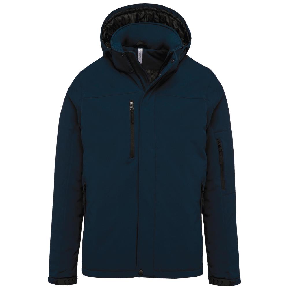 Men's padded softshell parka with hood