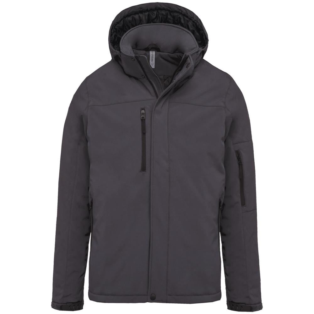 Men's padded softshell parka with hood