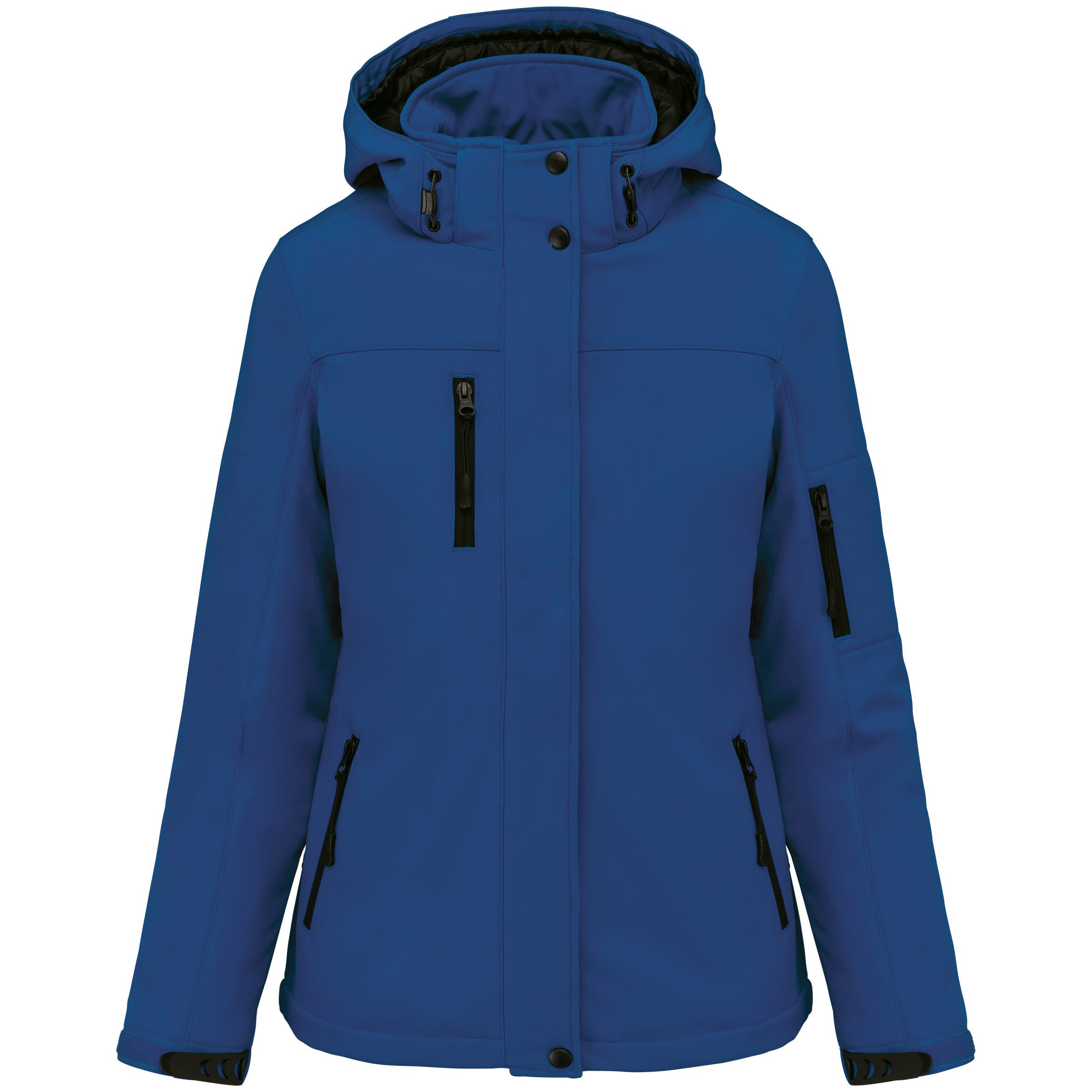 Gewatteerde softshell damesparka met capuchon