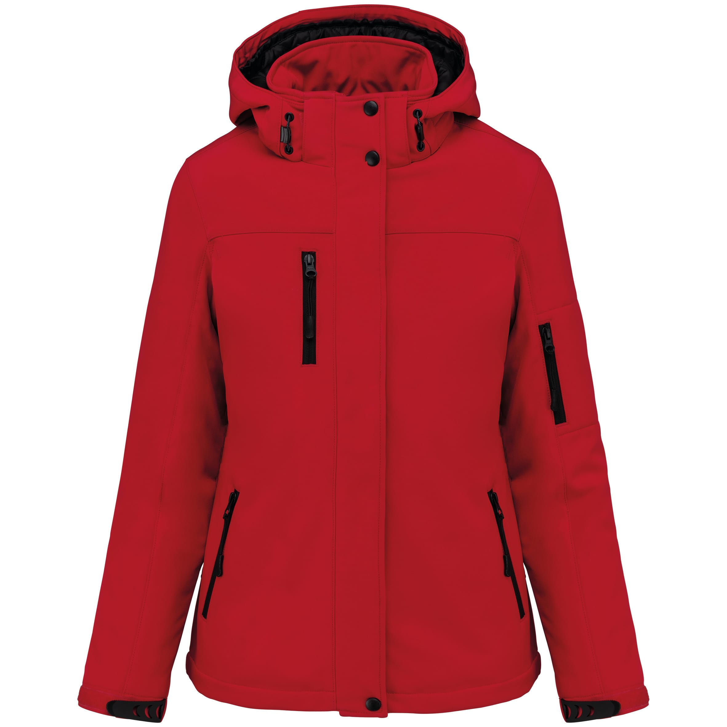 Gewatteerde softshell damesparka met capuchon