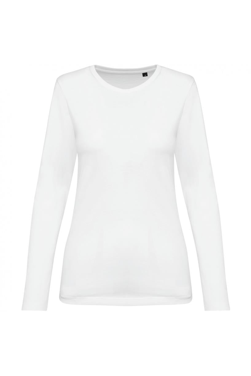 Supima® dames-T-shirt ronde hals lange mouwen
