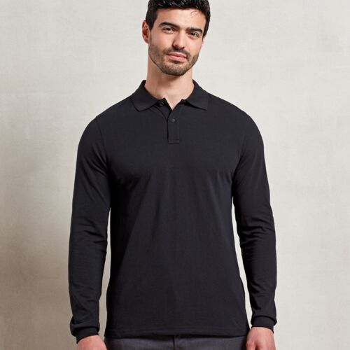 Premier Essential Unisex Long Sleeve Polo Shirt Thumbnail