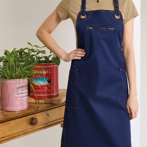 ‘Barley’ Contrast Stitch Bib Apron Thumbnail