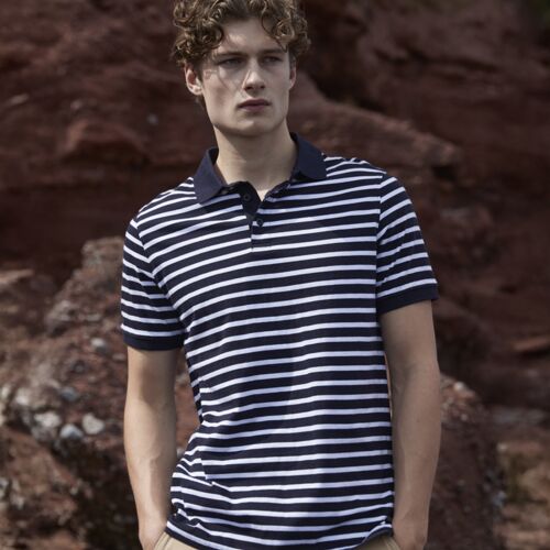 Front Row Striped Jersey Polo Shirt Thumbnail