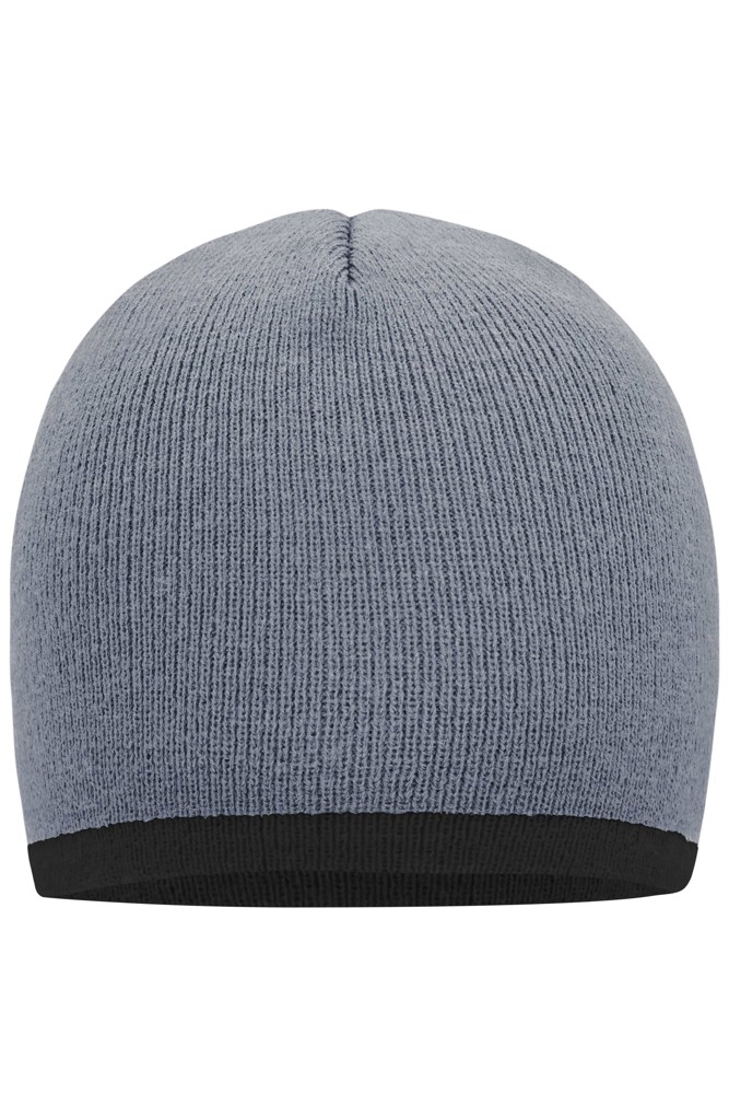 Beanie with Contrasting Border - light grey/dark grey