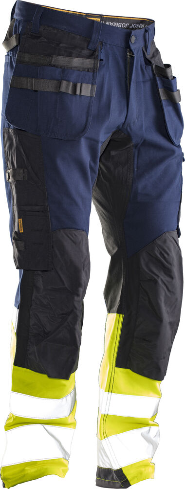 Jobman - 2134 Hi-Vis Stretch Trousers Core HP Wit/Geel C150