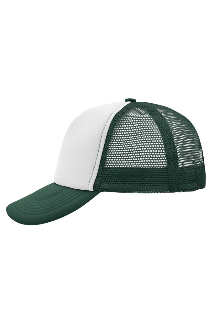 5 Panel Polyester Mesh Cap - white/dark green