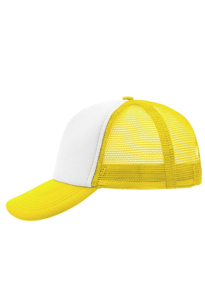 5 Panel Polyester Mesh Cap - white/sun yellow