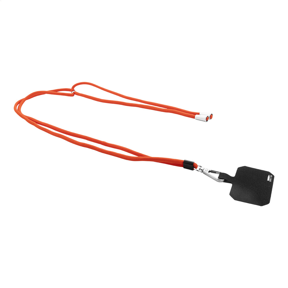 Corphon - RPET mobiele houder sleutelkoord - Rood