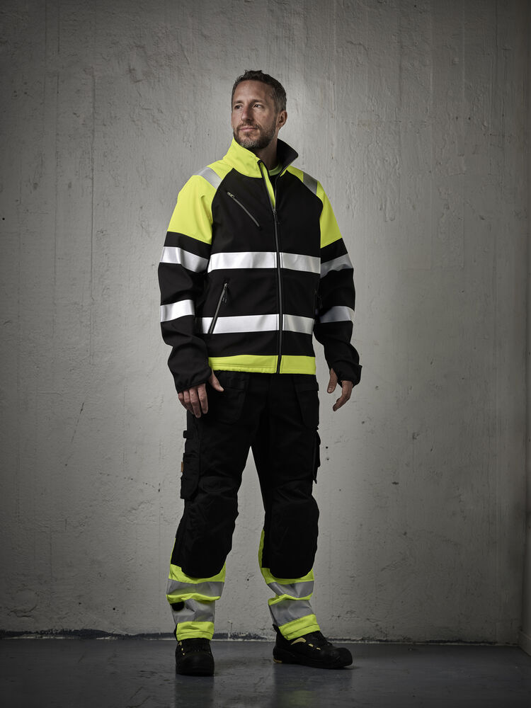 Jobman - 2134 Hi-Vis Stretch Trousers Core HP Wit/Geel C150