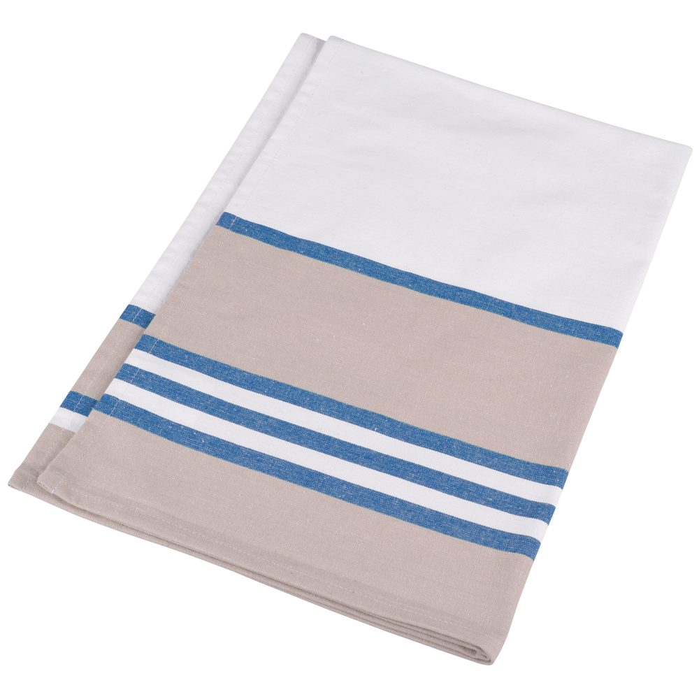 K130 - Gestreepte theedoek - White / Royal Blue