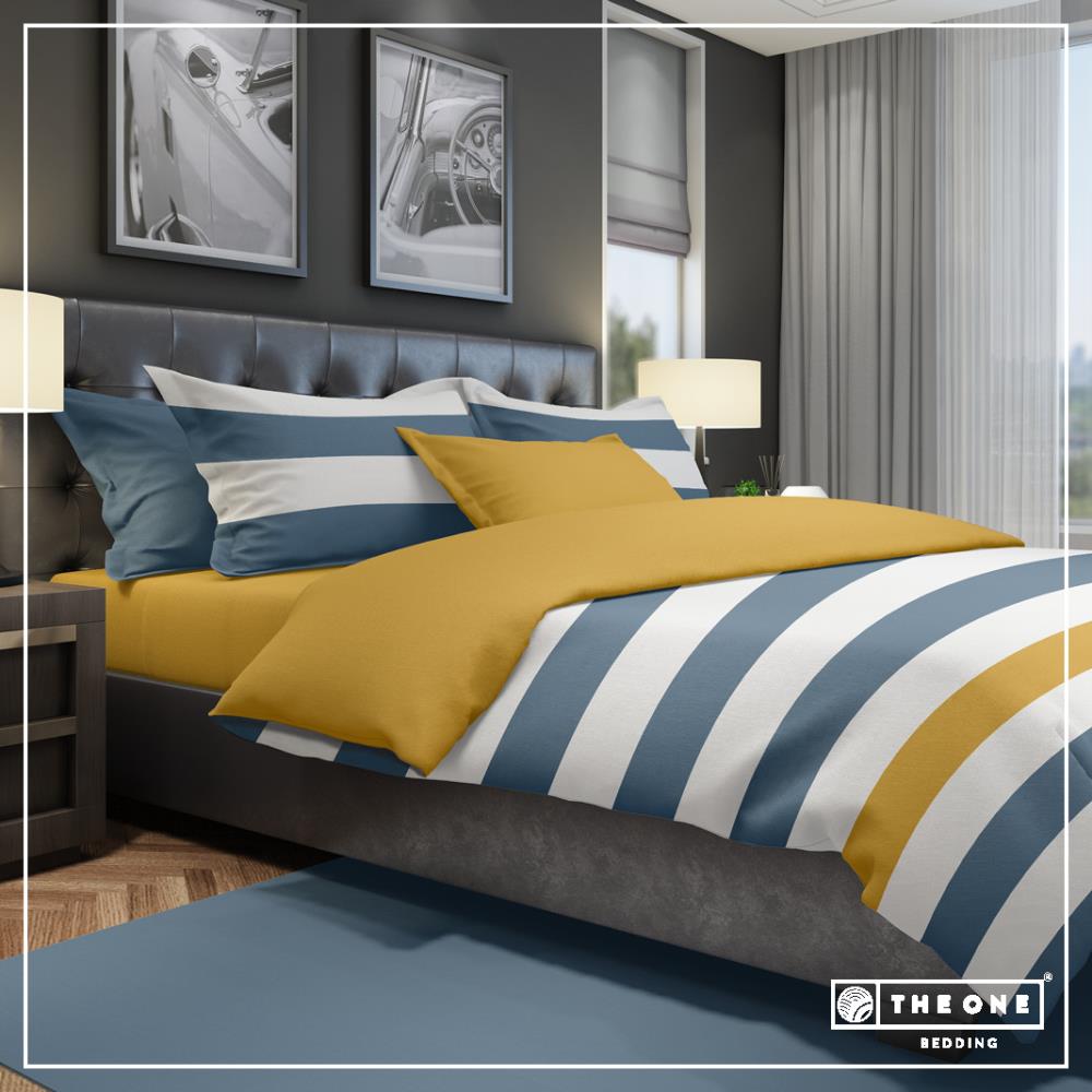 Bed Set Stripe Single beds - indigo/gold