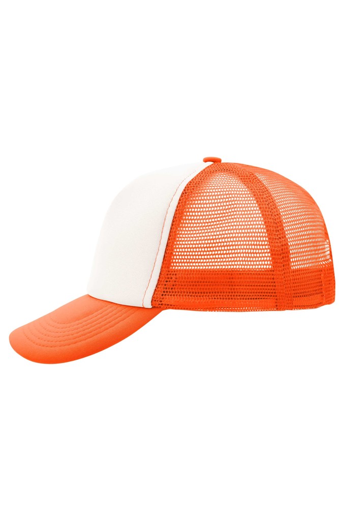 5 Panel Polyester Mesh Cap - white/neon orange