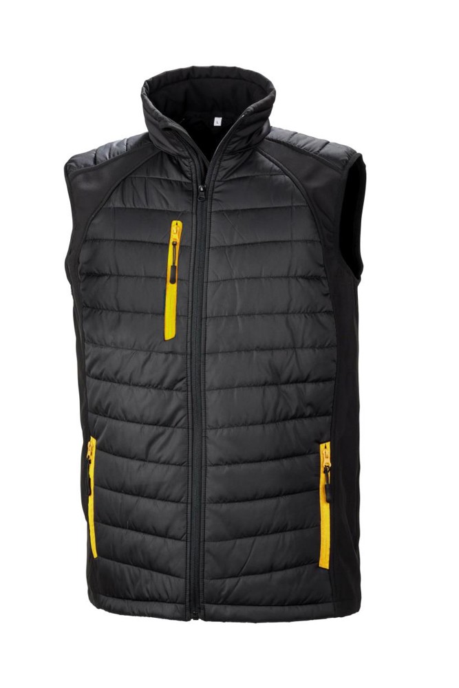 Black Compass softshell gilet - black/yellow