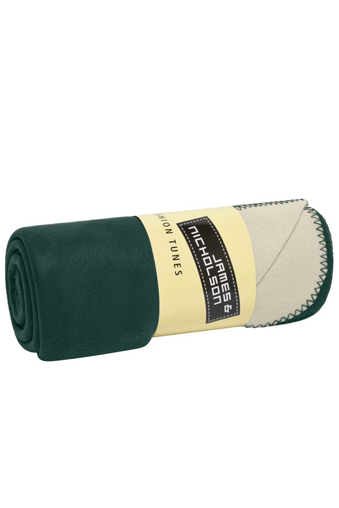 Bonded Fleece Blanket - dark green/cream