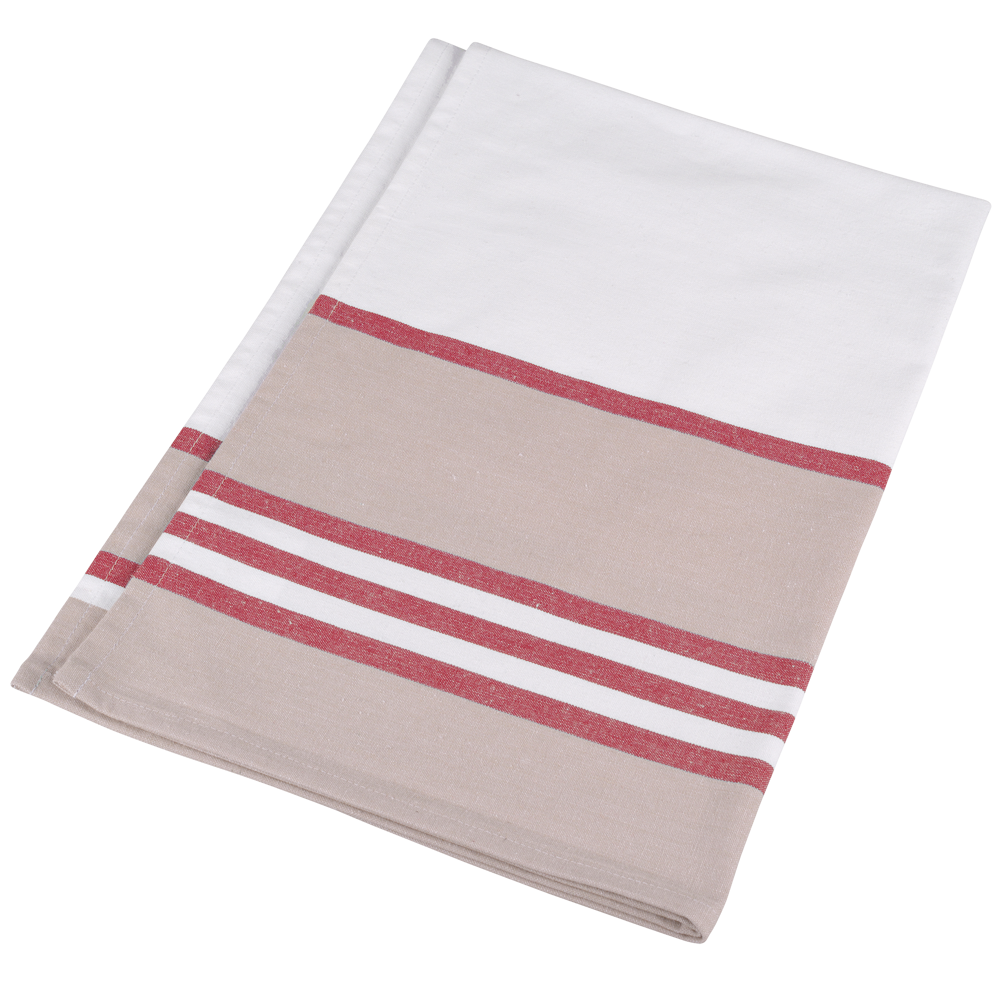 K130 - Gestreepte theedoek - White / Red