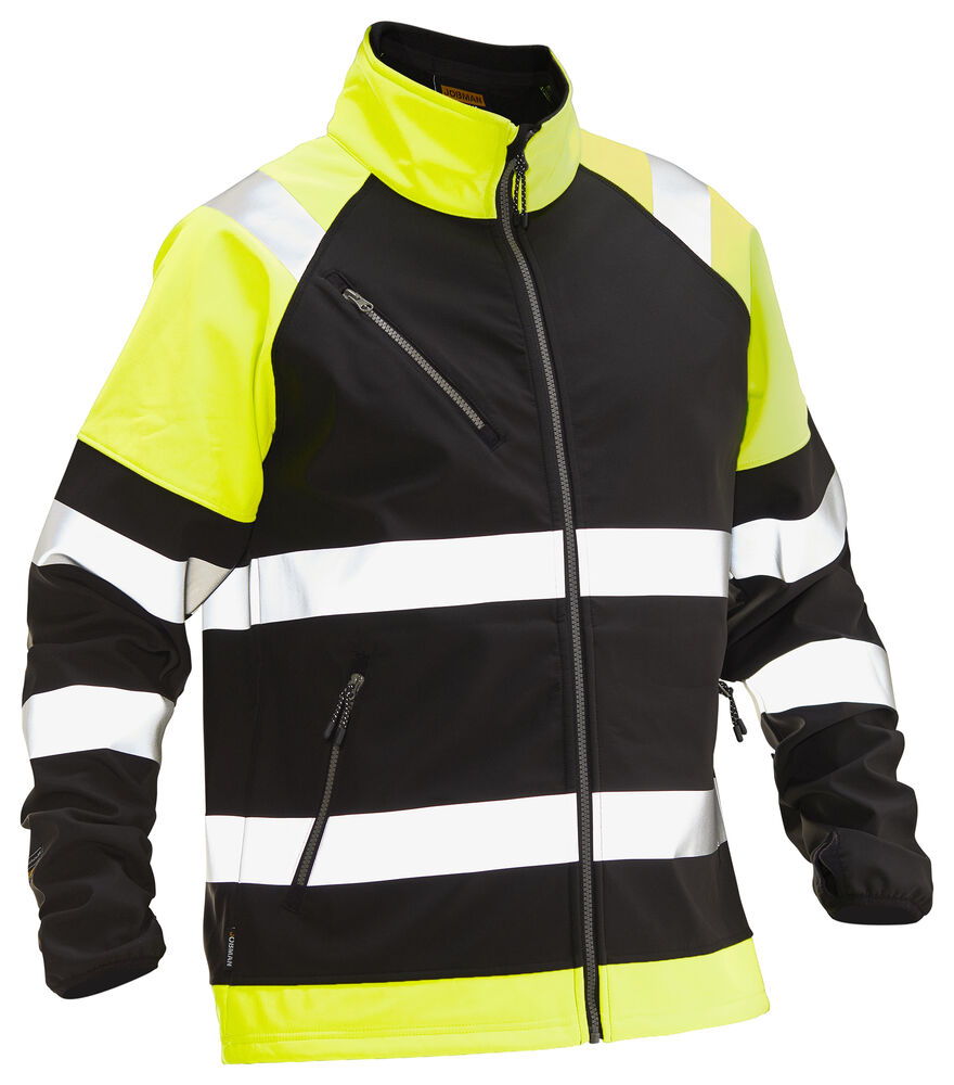 Jobman - 5125 Hi-Vis Softshell Jacket - Zwart/HV Geel