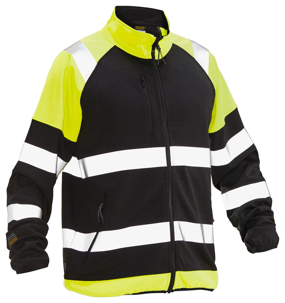 Jobman - 5127 Hi-Vis Softshell Light Jacket - Zwart/HV Geel