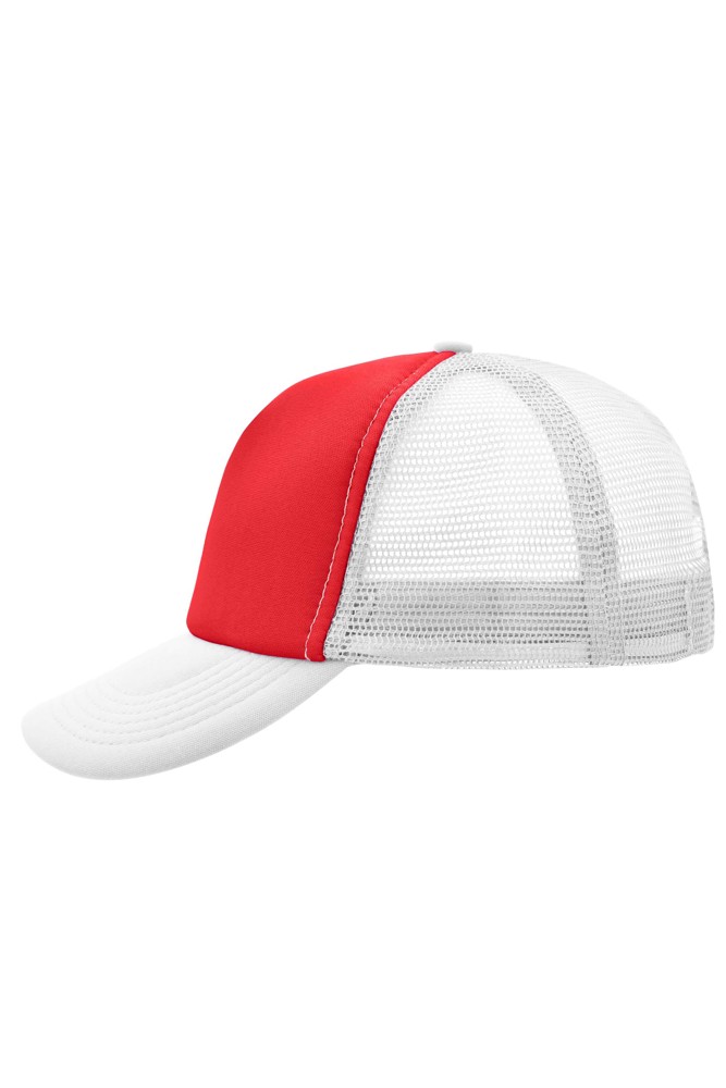 5 Panel Polyester Mesh Cap - red/white