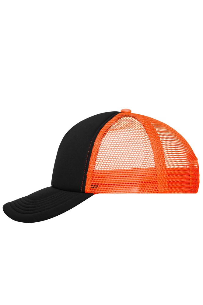 5 Panel Polyester Mesh Cap - black/neon orange