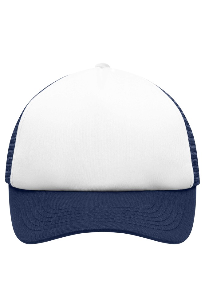 5 Panel Polyester Mesh Cap for Kids - White/Navy