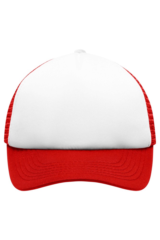 5 Panel Polyester Mesh Cap for Kids - white/red