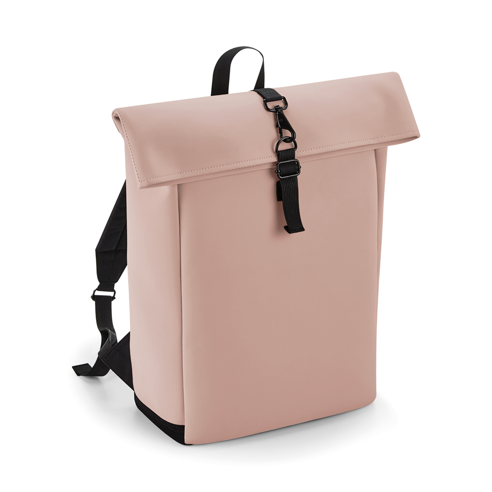 BG335 - Rugzak met roll-top klep in mat polyurethaan - Nude Pink