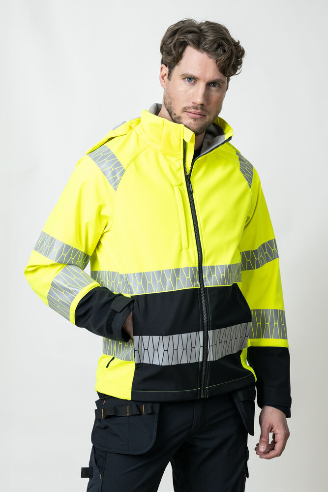 Jobman - 1376 Softshell Jacket Hi-Vis Geel/Zwart XS