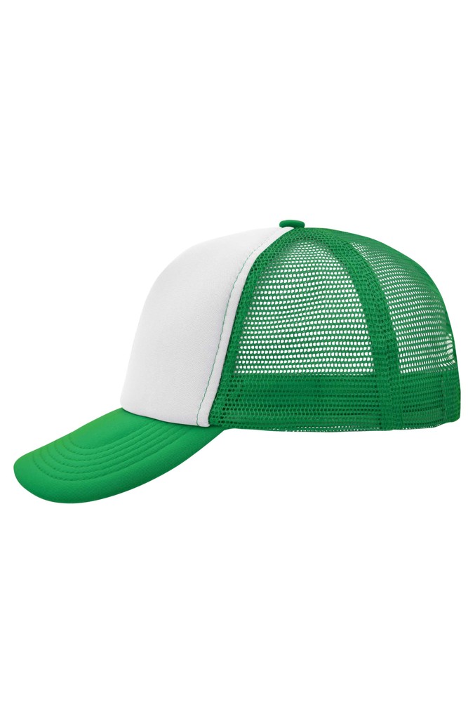 5 Panel Polyester Mesh Cap - white/fern green