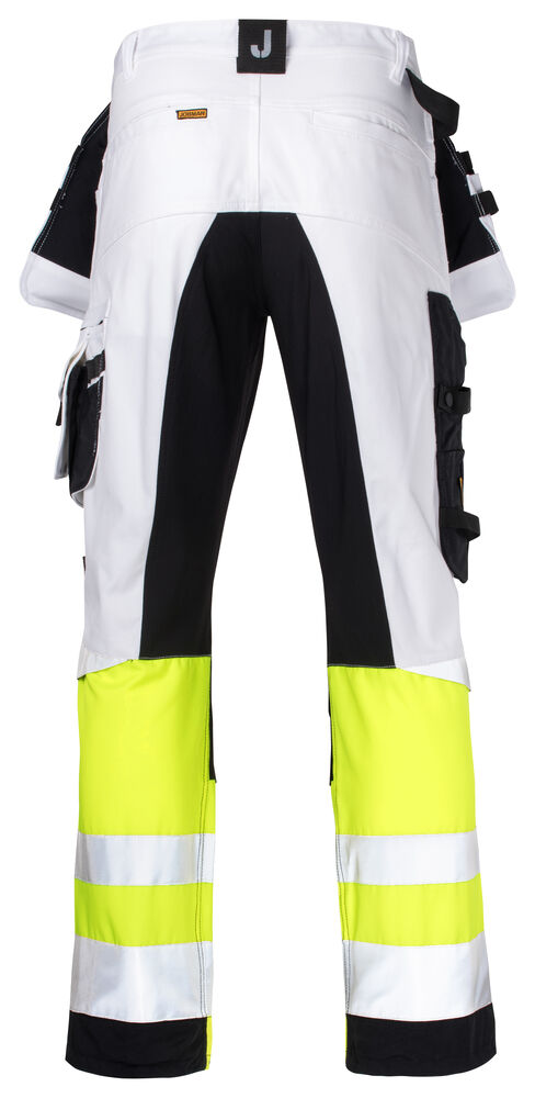 Jobman - 2134 Hi-Vis Stretch Trousers Core HP Wit/Geel C150