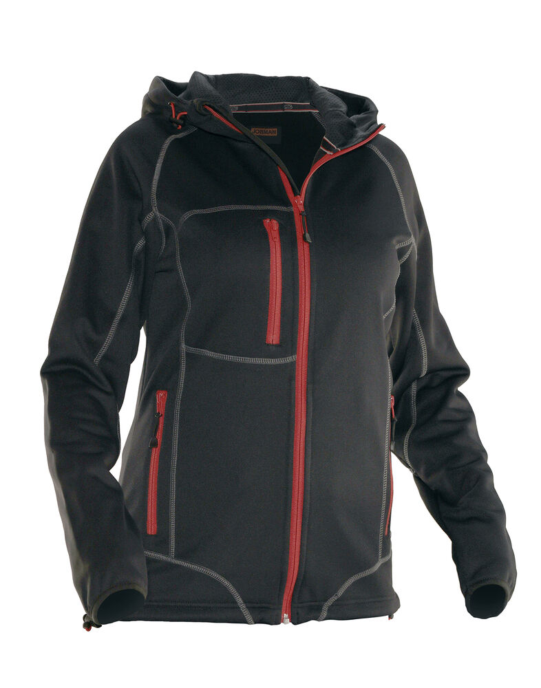 Jobman - 5177 Women's Hoodie Zwart/Rood XL