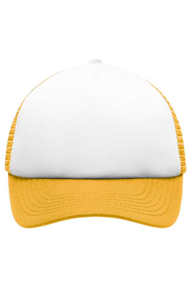 5 Panel Polyester Mesh Cap for Kids - white/gold yellow