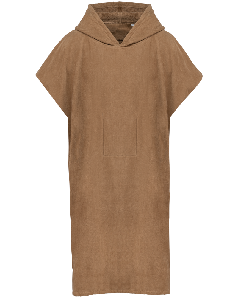 PA581 - Uniseks poncho met capuchon van badstof - Camel