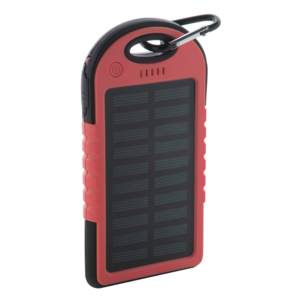Durabank - USB power bank met zonne energie lader - Rood