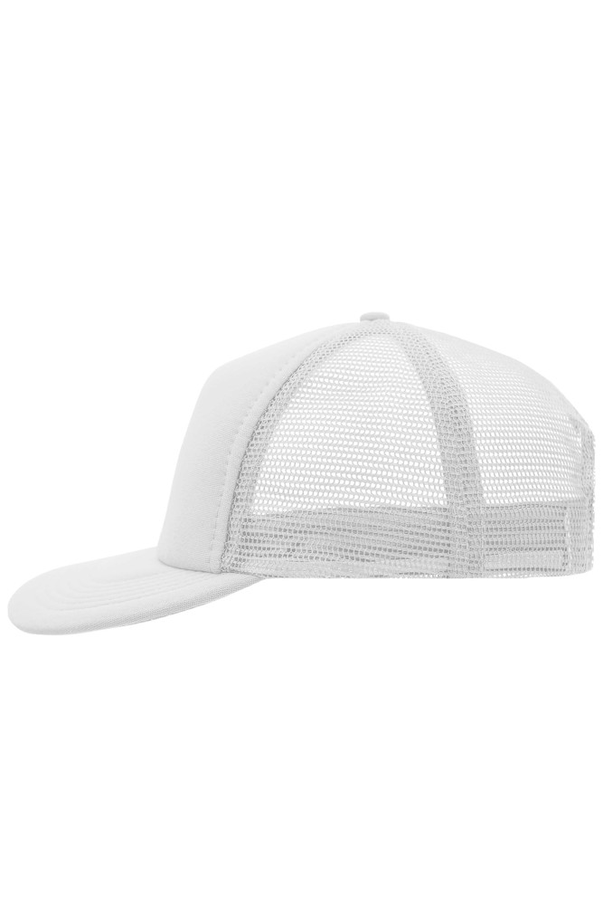 5 Panel Flat Peak Cap - White