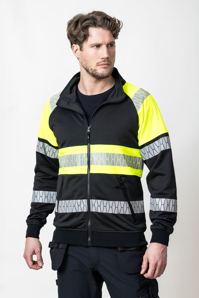 Jobman - 5225 Sweatshirt Full-Zip Hi-Vis Zwart/Geel M