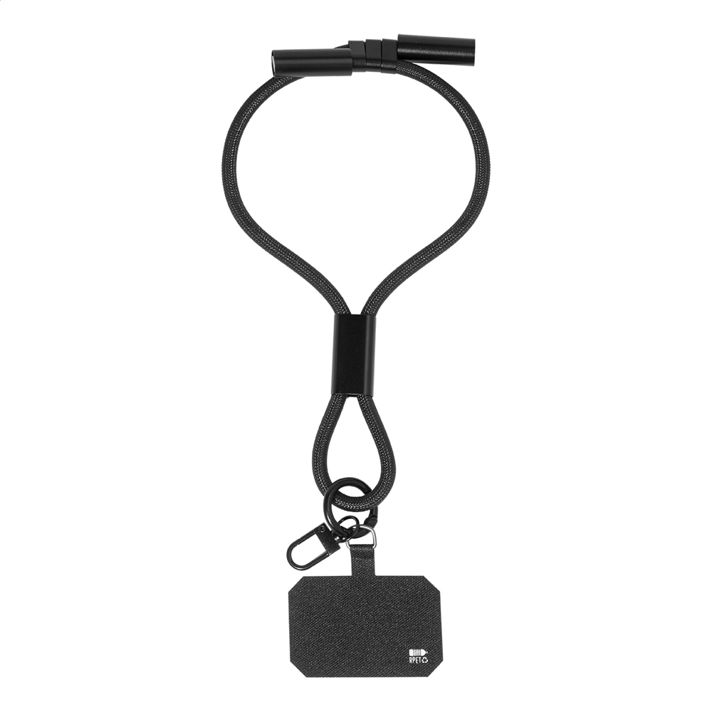 CuffCharge - 60W RPET mobiele polsband kabel - Zwart