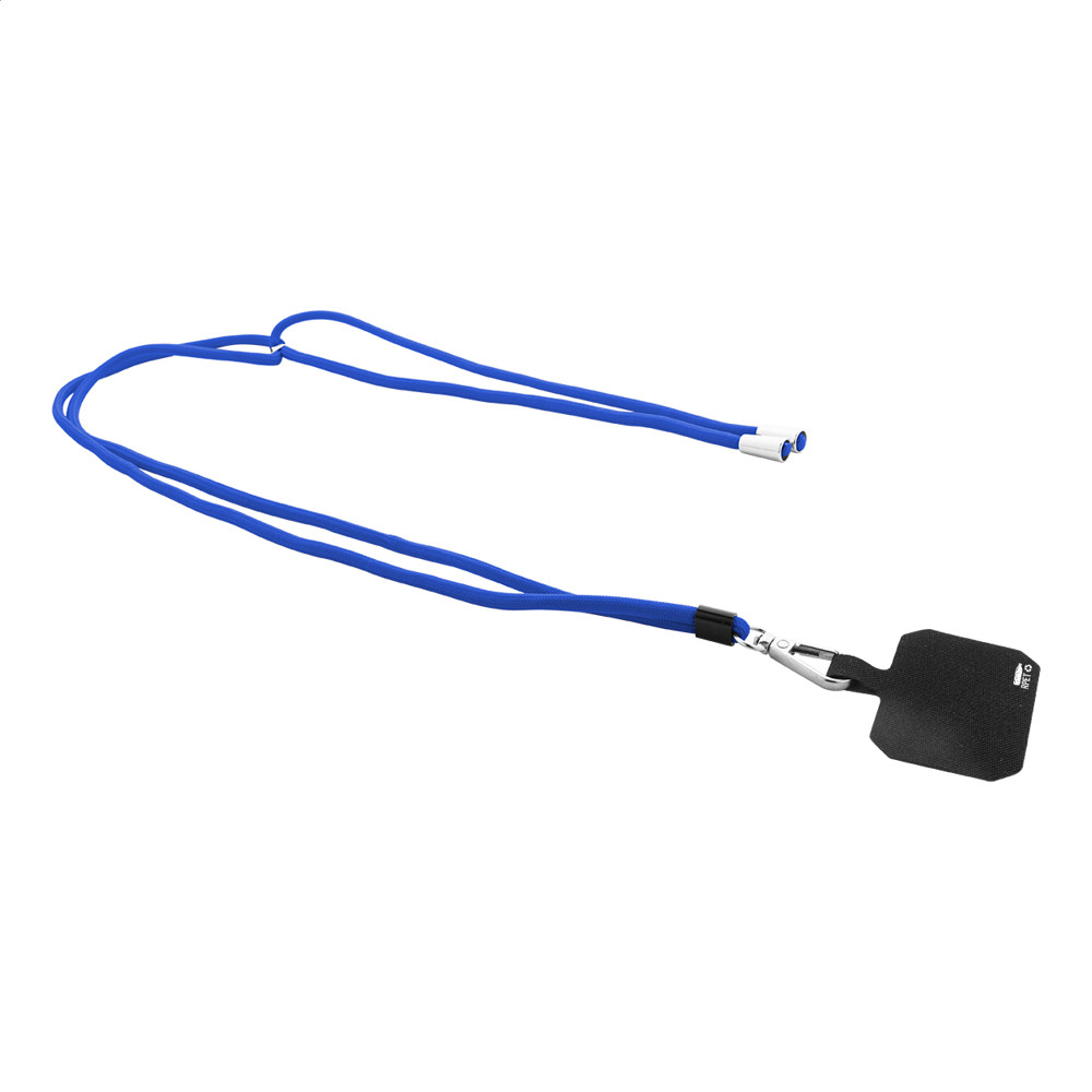 Corphon - RPET mobiele houder sleutelkoord - blauw