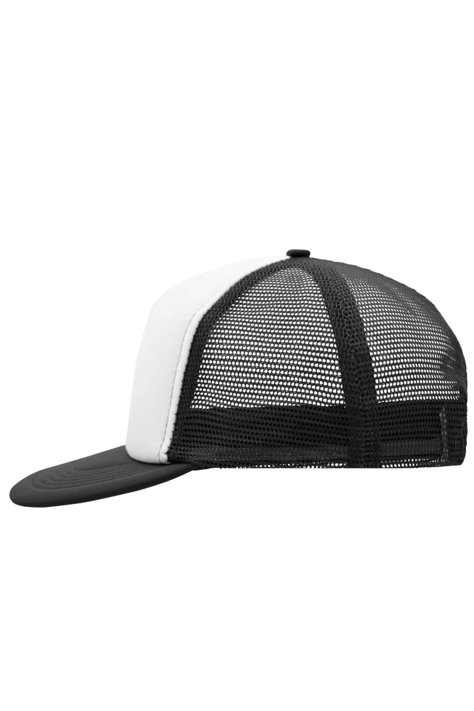 5 Panel Flat Peak Cap - White/Black