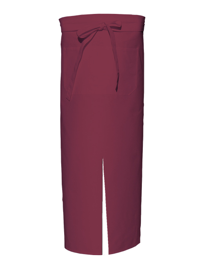 Bistro Apron With Split And Front Pocket - bordeaux