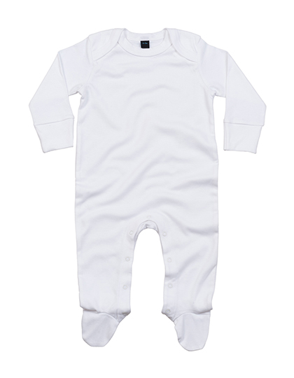 Baby Sleepsuit With Scratch Mitts - White