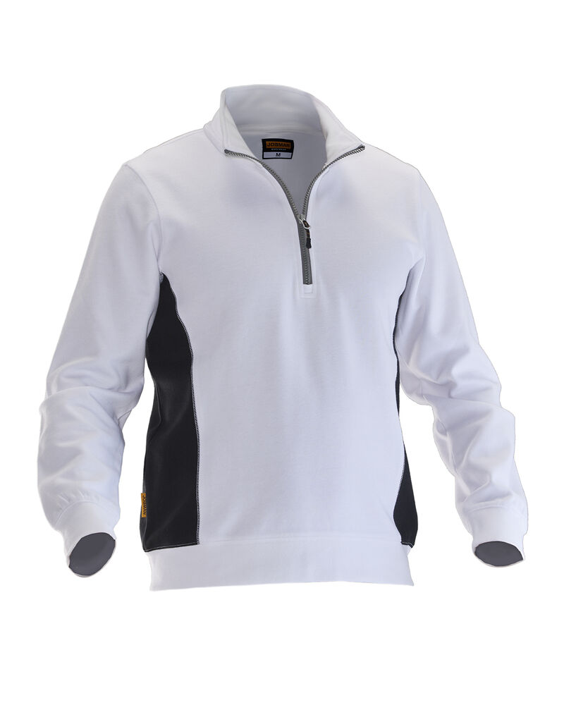 Jobman - 5401 Halfzip Sweatshirt Wit/Zwart 4XL