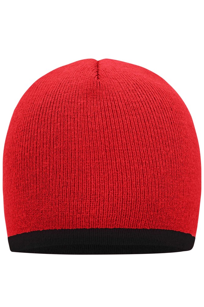 Beanie with Contrasting Border - red/black
